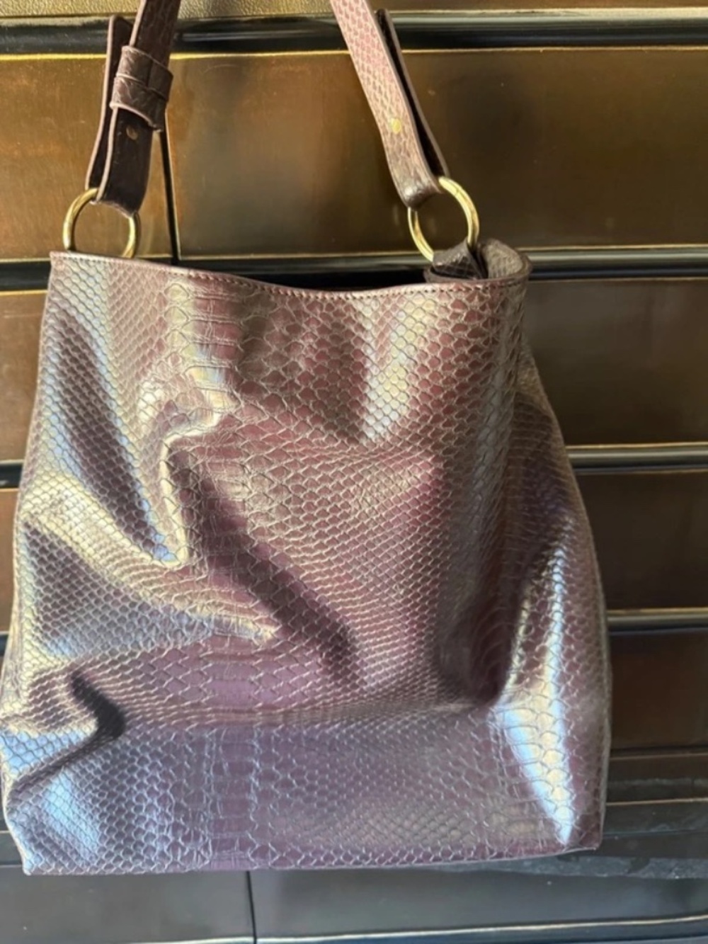 Lulu Dharma Burgundy/Wine Snakeskin Embossed Hobo FALL Shoulder Bag